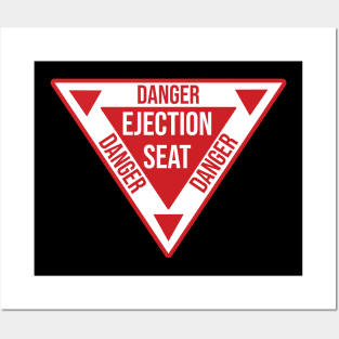 Ejection Seat Danger  Triangle Military Warning Fighter Jet Aircraft Distressed Posters and Art